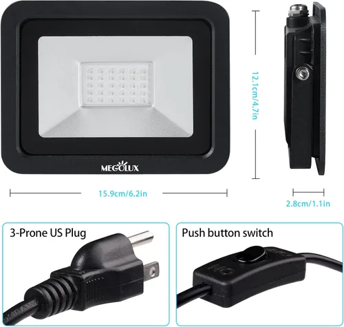 Miniatura 3 de Paquete de 2 luces LED negras de 395 nm 30 W con enchufe e interruptor estándar de EE. UU., cable de alimentación de 4.9 pies, luz negra se utiliza