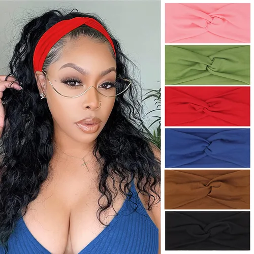 Miniatura 9 de XTREND 6 piezas de diademas para mujer, bandas elásticas cruzadas torcidas, diademas para yoga, entrenamiento, antideslizantes, suaves