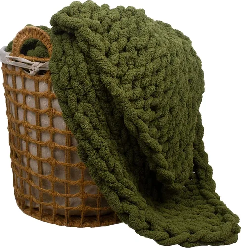 Miniatura 4 de Carriediosa Manta de punto grueso de 50 x 60 pulgadas, 100% hecha a mano, grande con hilo de felpilla, suave y esponjosa para sofá, cama, manta