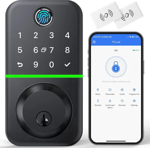 Cerradura de puerta inteligente con teclado: cerradura de puerta de entrada sin llave - Cerradura de huella digital para puerta delantera -