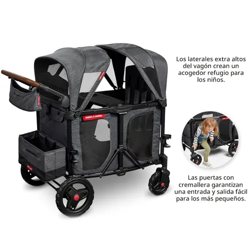 Miniatura 6 de Radio Flyer Voya XT Cochecito Vagón para Bebé – Carrito Rodante de Juego al Aire Libre y Carrito de Playa con Ruedas, Vagón Cochecito Cuádruple