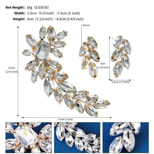 Miniatura 2 de Pinza para el cabello con diamantes de imitación de cristal, diseño de orejas de trigo, horquilla de boda, horquilla de cristal para novia