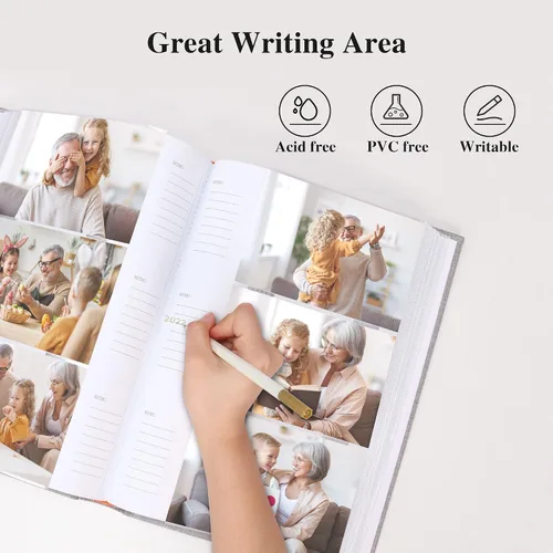 Miniatura 2 de Vienrose Álbum de fotos de 4 x 6 pulgadas, 300 fotos, cubierta de marco de lino con áreas de notas, libro de fotos de gran capacidad, libro de fotos