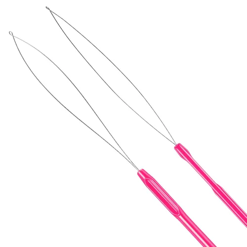 Miniatura 2 de 10 piezas de extensión de cabello, enhebrador de aguja para tirar y dispositivo de cuentas, herramienta para enhebrador de bucle para extensiones