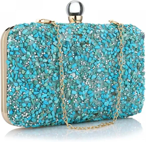 Bolso de mano de noche de piedra multicolor brillante bolso de mano brillante con purpurina para boda, fiesta, baile de graduación