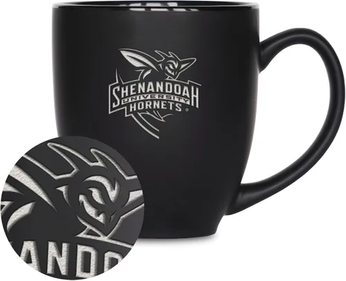 Miniatura 421 de Rico Industries - Taza de cerámica mate negra con grabado láser estándar de 15oz para NCAA (escuelas T & U) - Para bebidas calientes o frías