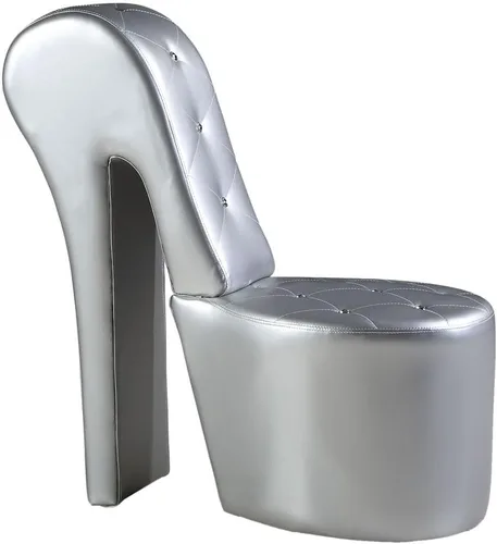 Miniatura 12 de Tristam - Silla lounge moderna glamorosa de tacón alto de 40", silla sin brazos con botones tipo cristal tapizados y costuras de diamante, cómodo