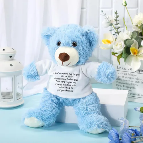Miniatura 5 de Lenwen Un regalo de abrazo de oso para mujeres, pésame pronto, condolencias para mujeres, peluche de animal de peluche, abrazo pensando en ti, Azul