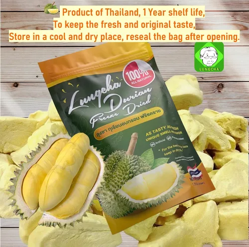 Miniatura 3 de Durian King of Fruit - Durian Monthong fresco liofilizado al vacío, hecho de fruta real, 1.76 oz o 1.75 onzas, paquete de 2
