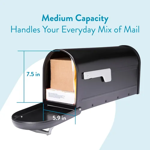 Miniatura 3 de Architectural Mailboxes Chadwick Buzón de correo de montaje en poste de acero galvanizado, 8950B-10, color negro, capacidad media