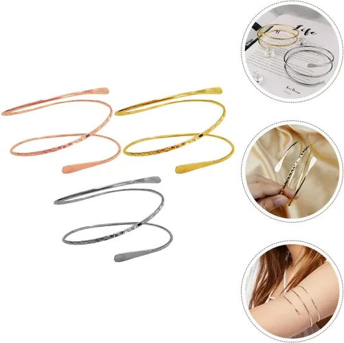 Miniatura 5 de Holibanna Pulseras de dijes de 3 piezas, brazalete para la parte superior del brazo, brazalete ajustable, joyería para mujeres y niñas, regalos