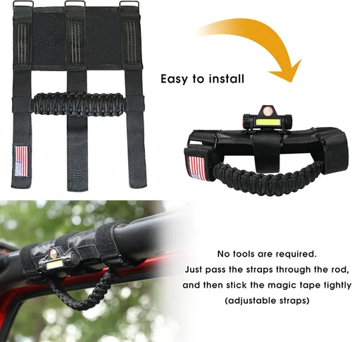 Miniatura 5 de sukemichi Asas de agarre de barra de agarre con luz para Jeep Wrangler TJ JK JL YJ Unlimited Rubicon Sahara 2 puertas 4 puertas Jeep Gladiator JT