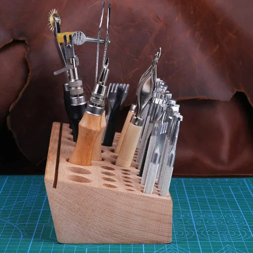 Miniatura 6 de 68 estilos de cuero para herramientas de madera, perforadora de cuero profesional, organizador de herramientas de cuero, caja de almacenamiento