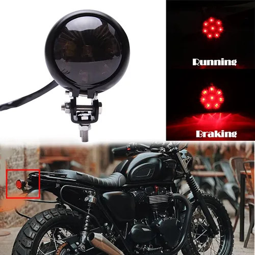 Miniatura 7 de Rich Choices - Faro trasero LED para motocicleta, luces de freno, lámpara de parada para Cafe Racer, Chopper, Bobber, personalizada Humo