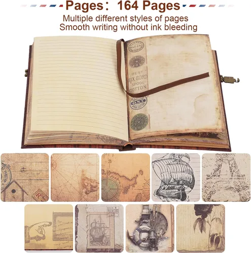 Miniatura 3 de Mi Libro de Aventuras Diario Álbum de Recortes 164 Páginas Cubierta Retro de Cuero de Vaca Diario de Viaje, Álbum de Recortes de Viaje 3D Diseño