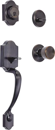 Miniatura 8 de Amazon Basics - Juego de manijas con perilla tulipán y cerradura monocilíndrica para puertas, en acabado color negro mate