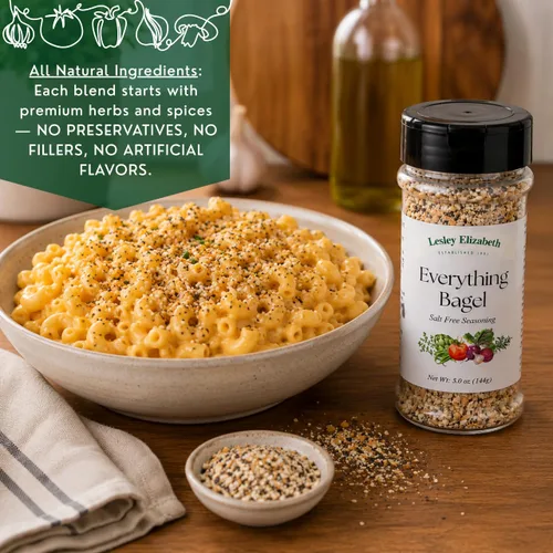 Miniatura 3 de Lesley Elizabeth Everything Bagel - Condimento sin sal – Mezcla de especias multiusos sin sal para pollo, verduras, huevos y tostadas de aguacate