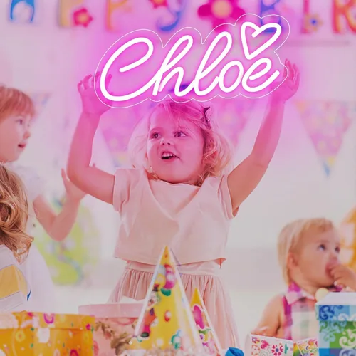 Miniatura 2 de Letrero de neón grande con nombre de Chloe para decoración de pared, luz LED de neón con nombre de Chloe para dormitorio de niños, decoración