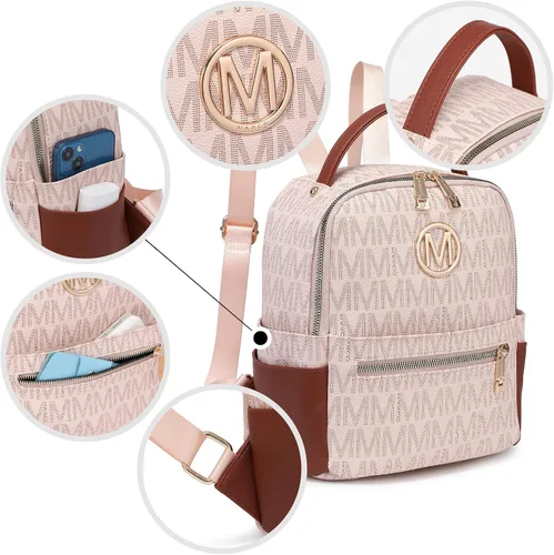 Miniatura 4 de MKP - Mochila pequeña para mujer y mujer, con múltiples bolsillos, con bolsillo frontal con cremallera, Rosado, Mochilas Daypack