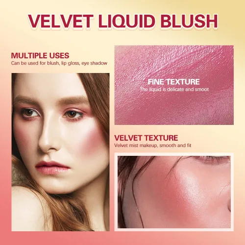 Miniatura 6 de Barra de Rubor Líquida para Mejillas, Crema de Terciopelo Suave para Rubor de Tinte Facial, Rubor Natural Mate Rosa Rojo para la Piel, Maquillaje 2#