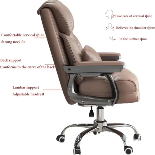 Miniatura 2 de Ergonomic Office Chair with Footrest, High Back PU Leather Executive Computer Chair with 135° Backrest and Lumbar Support for Home Desk Task, Easy