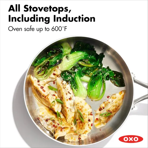 Miniatura 3 de OXO Mira Sartén Saltear Tri-Ply de Acero Inoxidable, 3.25QT Cocina Jumbo con Tapa, Inducción, Multi Revestido, Apta para Lavavajillas y Utensilios