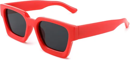 Miniatura 97 de FEISEDY Gafas de sol cuadradas retro de los años 90 para mujeres y hombres, gafas de sol rectangulares gruesas de moda con protección UV400 B2385