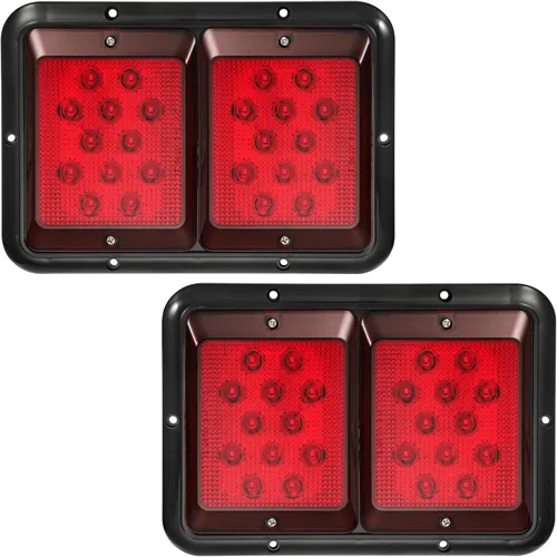 Miniatura 9 de Partsam 2 luces traseras LED dobles para remolque con montaje horizontal, luces traseras de doble parada, 33 LED, montaje en superficie, luces Rojo