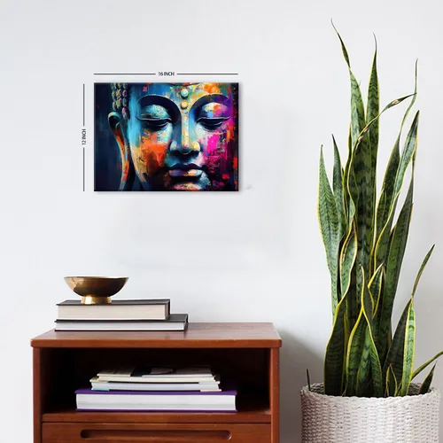 Miniatura 6 de Arte de pared abstracto de Buda para sala de estar, textura de mármol colorida, lienzo de Buda, decoración Zen de pared en rosa y azul, obras