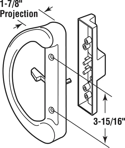 Miniatura 4 de PRIME-LINE C 1225 - Juego de manijas de puerta corrediza de patio y cerradura de embutir E 2014 – Proyección de pestillo de gancho ajustable
