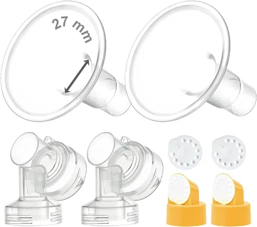 Miniatura 10 de Maymom MyFit - Juego de bridas de dos piezas, protector de pecho (0.945 in mediano), conector de membrana de válvula compatible con extractores