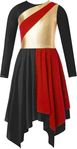 Miniatura 74 de CHICTRY Vestido de baile lírico sin mangas asimétrico para niñas, disfraz de adoración litúrgica contemporánea