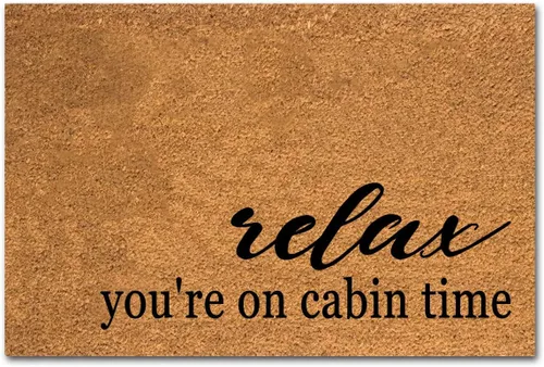Cabin Time Coir Felpudo – Tapete para puerta delantera, entrada, al aire libre, resistente, tapete de bienvenida, fibra de coco natural, marrón,