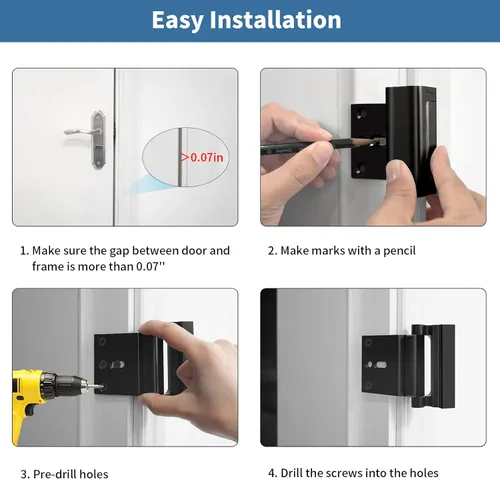 Miniatura 5 de Cerradura de refuerzo de puerta de seguridad para el hogar, pestillo de seguridad adicional para puertas delanteras, dispositivos de seguridad