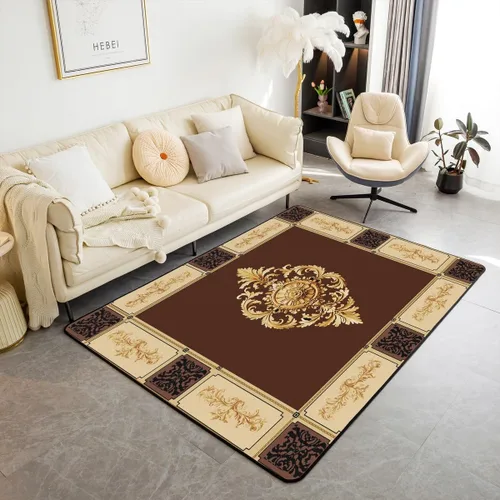 Alfombra tradicional Vinatge de 3 x 5 para sala de estar, para niños y niñas, con flores retro, juego de alfombras decorativas, color rojo dorado,