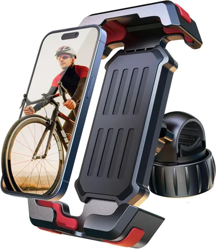 Pnitri Paquete de 2 soportes para teléfono de bicicleta [juego de regalo mejorado 2025] - Accesorios para soporte de motos, 3S fácil de instalar,
