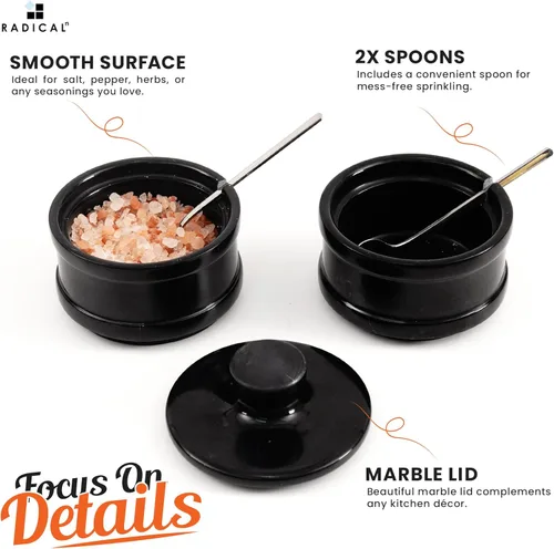 Miniatura 6 de Radicaln Bodega doble de sal de 5 pulgadas hecha a mano con tapa, cuencos de sal y pimienta de 2 pulgadas, ideal para joyas, mantequilla, azúcar