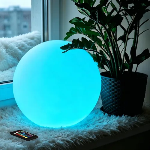 Lámpara de pie con forma de globo, luz LED de bola de 14 pulgadas con control remoto, 16 colores RGB, regulable, recargable, lámpara de globo para