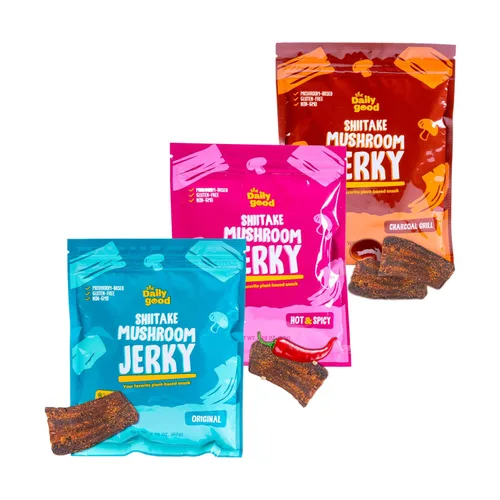Miniatura 19 de The Daily Good Shiitake Crisps - Paquete de 3 chips de hongos, sin gluten, sin OGM, sabores original, wasabi y chile mexicano, alimentos