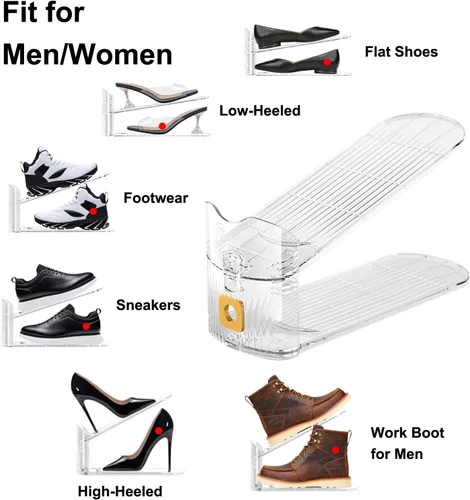 Miniatura 3 de Organizadores de zapatos, paquete de 12 unidades, apilador, almacenamiento para armario, ahorro de espacio