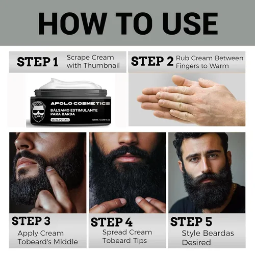 Miniatura 8 de Para Barba, Crecimiento De Barba Para Hombre, Bálsamo Estimulante de Barba Crema para Barba, Estimulante De Barba Ultra Potente, Bálsamo para Barba