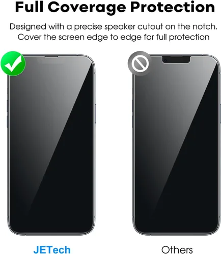 Miniatura 2 de JETech Protector de pantalla de cobertura completa para iPhone 13 Pro Max de 6.7 pulgadas, película de vidrio templado con herramienta de fácil