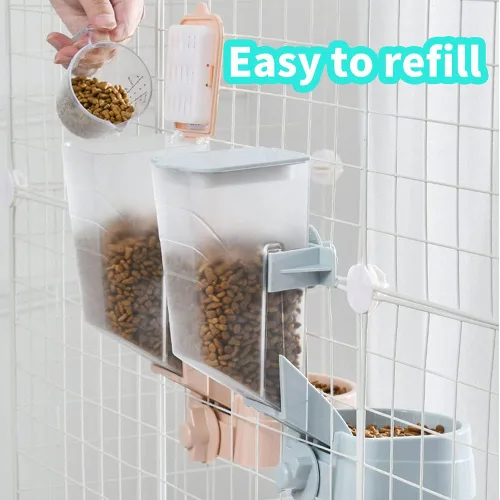 Miniatura 5 de Oncpcare Alimentador Automático para Jaula de Conejo de 1L, Plato de Comida, Recipiente para Animales Pequeños con Tapa para Conejo, Gato, Hurón