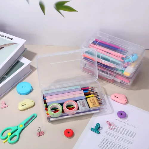 Miniatura 4 de Leelosp Paquete de 12 Cajas de Lápices Transparentes para Escuela a Granel Estuche de Lápices de Plástico con Tapa Caja de Almacenamiento