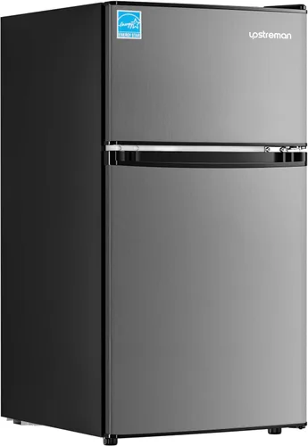 Upstreman Mini refrigerador de 3.1 pies cúbicos con congelador, refrigerador pequeño de doble puerta, artículos esenciales para el dormitorio,