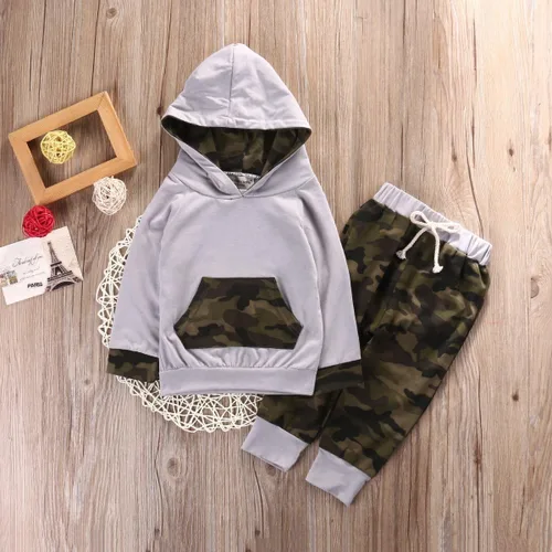 Miniatura 2 de Conjunto de ropa para bebé niño con capucha para otoño e invierno, pantalones de género neutro de manga larga