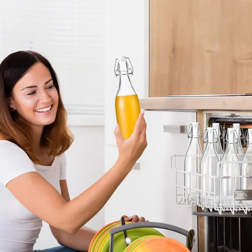 Miniatura 7 de Aoriher 12 botellas de vidrio con tapa oscilante de 25 onzas, botellas de vidrio de 25.4 fl oz con tapas blancas para elaboración casera, kombucha