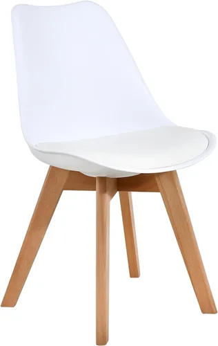 Miniatura 4 de NOBPEINT Juego de 2 sillas de comedor modernas de mediados de siglo, sillas tapizadas de piel sintética con respaldo curvo, silla de cocina de negro