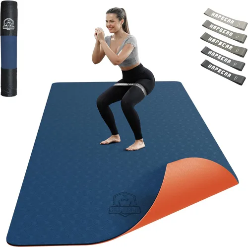 HAPBEAR Large Yoga Mat - 72"x36"x6mm (1/4 inch), Extra Wide Non-Slip Exercise Mat for Home Workout, Yoga, Pilates & Stretching, Durable & Azul