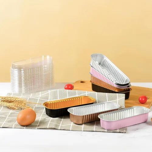 Miniatura 2 de Findful Mini Moldes para Hornear Pan con Tapas y Cucharas (Paquete de 50, 6.8oz) Moldes Rectangulares de Papel de Aluminio para Hornear Recipientes